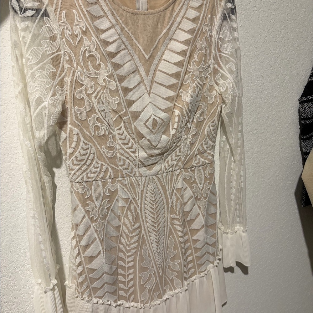 Sage and Paige White Embroidered Long-Sleeve Dress